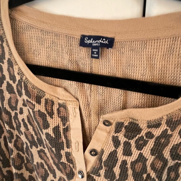 Splendid Waffle Leopard Henley - Picture 2 of 3
